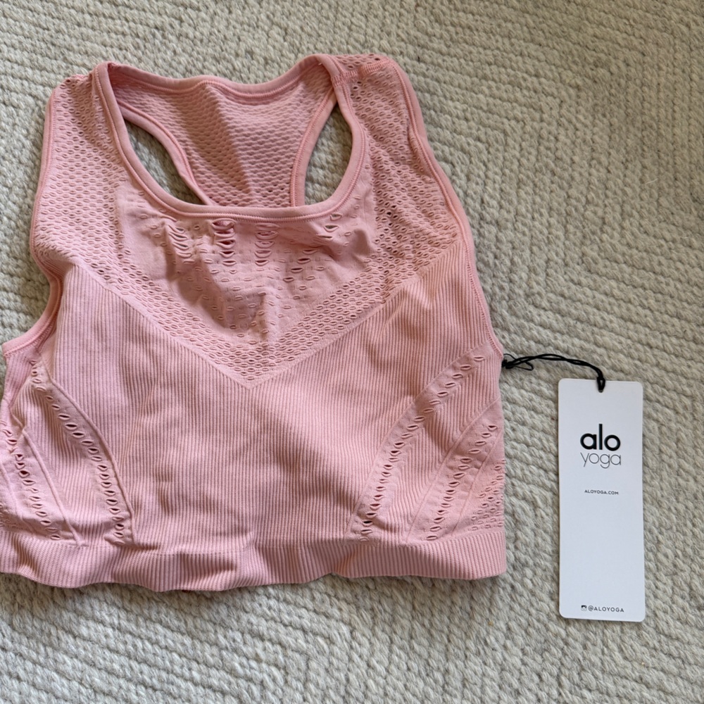 ALO Yoga Blush Pink Cut-Out Sports Bra